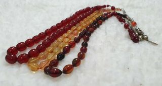 3x Vintage Dust Amber Turkish Islamic Prayer Rosary Tasbih 33 Beads 49 Gr Total