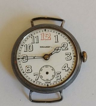 Antique Marvin Swiss Trench Watch Wwi Era Sterling Silver Case 15j Hallmark