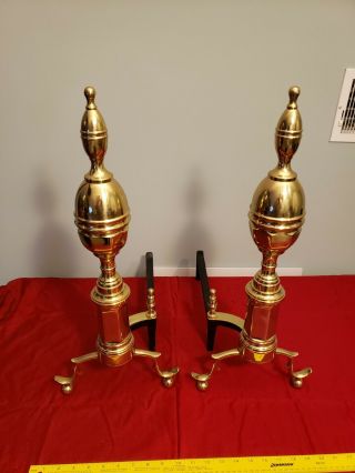 24 " Brass Fireplace Andirons With Fire Dogs
