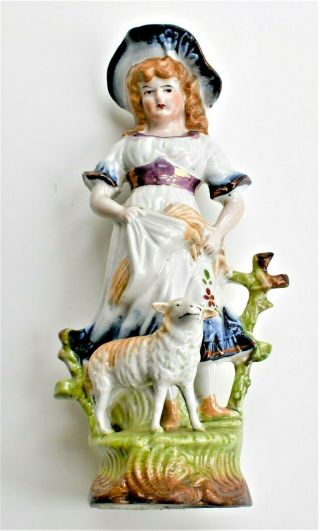 Antique Vintage Shepherdess And Sheep Figurine Impressed 3883 Germany 25cm Tall