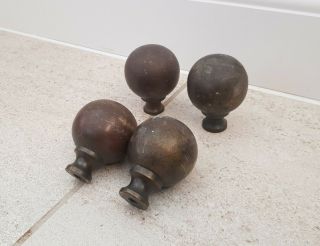 Set Of 4 Victorian Heavy Brass Bed Knobs