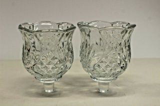 Home Interior Set Of 2 Votives Diamond Clear Candle Holders Votive Cups Flared