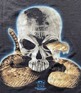 90s Vintage Wwf Stone Cold Steve Austin 3:16 Snake Skull T Shirt Men’s Size Xl