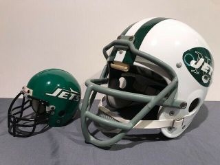 Vintage York Jets Riddell Suspension Namath Football Helmet & Green Mini