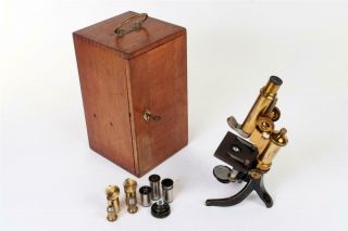 Vintage C1920 " E.  Leitz Wetzler No.  63710 " Microscope With Case 1581