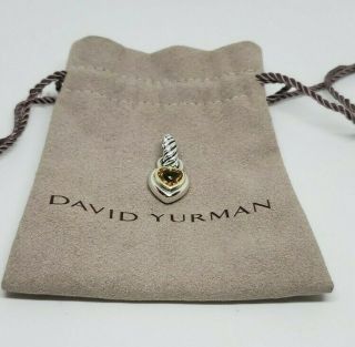 Vintage David Yurman Citrine Sterling Silver 925 & 14k Heart Pendant 1 " 6.  2 Gr