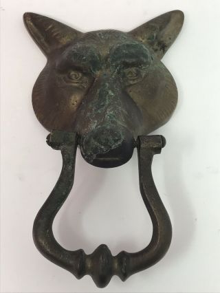 Wolf Coyote Fox Dog Head Metal Door Knocker - Appears To Be Brass