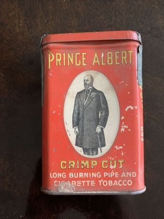 Prince Albert Crimp Cut Pipe Cigarette Tobacco Tin W/tax Stamp Circa 1910 Red