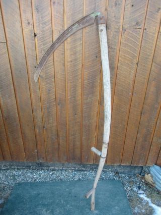 Vintage Antique 60 " Long Scythe Hay Grain Sickle Farm Tool Blade Is 26 " Long