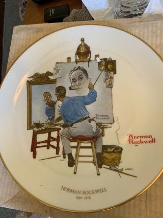 1978 Norman Rockwell " Triple Self Portrait " Limited Edition Large 10 " Plate