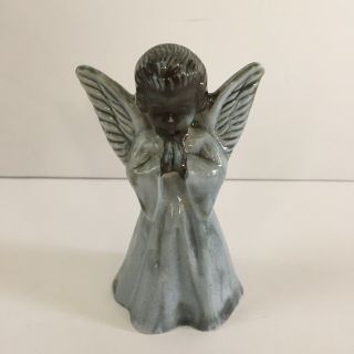 Vintage Black African American Ceramic Angel Figurine Blue Robe
