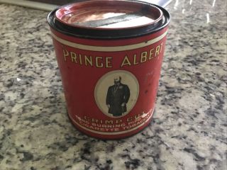 Vintage Old Pipe & Cigarette Prince Albert Crimp Cut Smoking Tobacco Tin Can