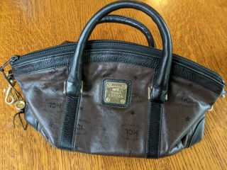 Vintage Hcl W.  Germany Brown Black Leather Doctor Satchel Zip Tote Shoulder Bag
