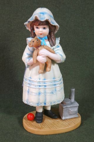 Cute Jan Hagara " Christina " Bisque Figurine Girl With Teddy Bear 1984 Ltd Ed