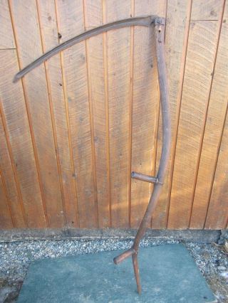 Vintage Antique 59 " Long Scythe Hay Grain Sickle Farm Tool Blade Is 31 " Long