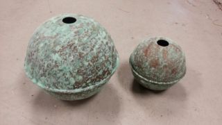 Copper Balls Large Quality Antique 4.  5  & 6.  5  For Weathervane/ Lightening Rod