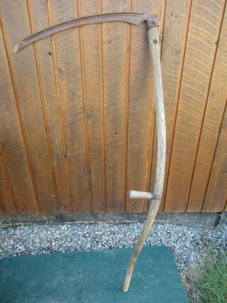 Great Vintage Antique 57 " Long Scythe Hay Grain Sickle Farm Tool Blade 25 " Long