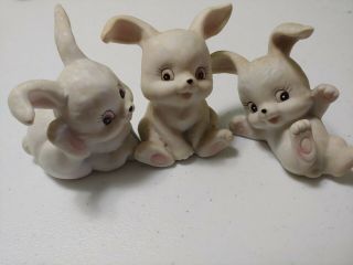 Homco 1458 Ceramic White Bunny Set Vintage