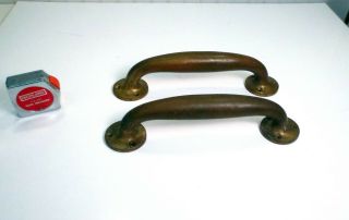 Large Vintage Antique Solid Brass Door Pulls Handles 10 1/8 " Long