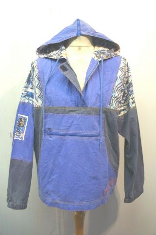 Vintage Adidas Cotton Pull Over Smock Light Summer Hooded Jacket Size Gb Us M