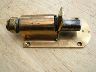Antique Brass Slide Bolt Lock,  Spring Action.  Very Unusual