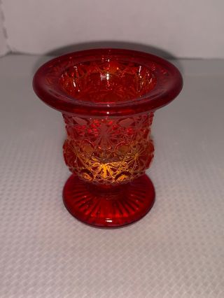 Vintage Amberina Daisy And Button Candlestick Holder 2 1/2”