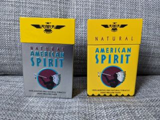 Natural American Spirit Cigarette Tin (x 2) Collectible Yellow Silver
