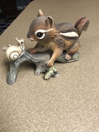 Masterpiece By Homco Porcelain Figure Of Chipmunk And Snail