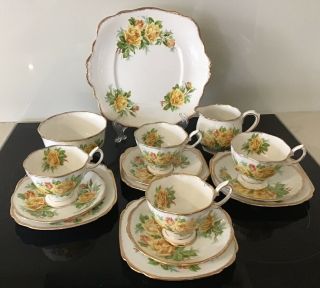 Vintage Royal Albert Tea Set,  ”tea Rose”,  Yellow.  England 1940/50s