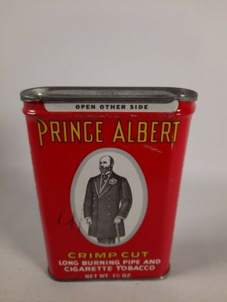 Vintage Prince Albert Crimp Cut Pipe & Cigarette Tobacco Tin Antique Red Can