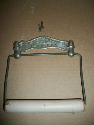 Antique Good Mfg Co Toilet Paper Holder Mac Donald & Kay Plumbers Herkimer,  Ny