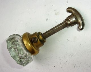 One Antique Vintage 12 Point Glass Door Knob W/ Closet Spindle Reclaimed Salvage