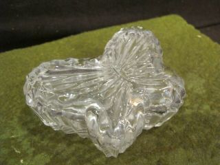 Vintage Clear Crystal Cut Glass Butterfly Shape Trinket Jewelry Dish With Lid
