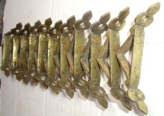 10 X Antique/vintage Stair Rod Clips Solid Brass Triangular Type Bracket