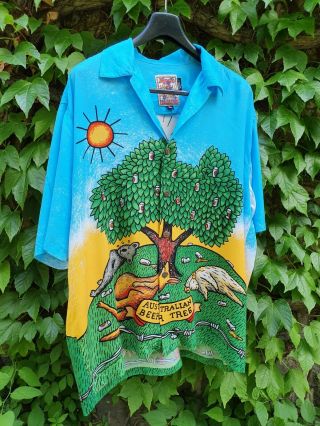 Mambo Loud Shirts Australian Beer Tree,  Reg Mombasa Shirt (xl Size) Vintage 90s