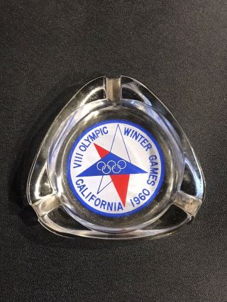 Vintage 1960 Winter Olympics Games Glass Ashtray Squaw Valley Lake Tahoe