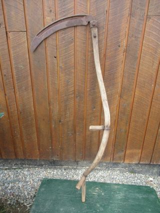 Vintage 57 " Long Scythe Hay Grain Sickle Farm Tool Blade 16 " Long Decoration