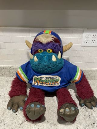 1986 Vintage Amtoy My Pet Football Monster Plush Toy Rare - Missing Nose