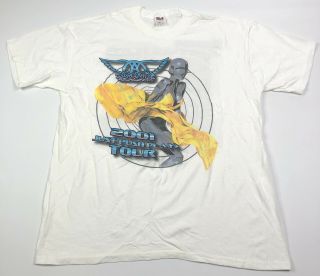 Vtg Aerosmith Just Push Play 2001 Tour T - Shirt Size Xl Rare Concert Tee White