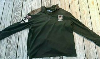 Vtg Polo Ralph Lauren Riders Assco Motorcycle Patches Rugby Shirt Men’s Xxl