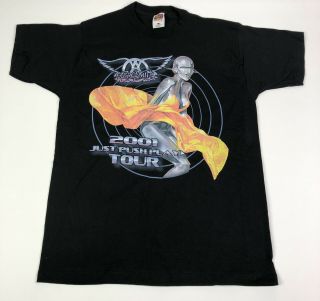 Vtg Aerosmith Just Push Play 2001 Tour T - Shirt Size Large Concert Tee Black