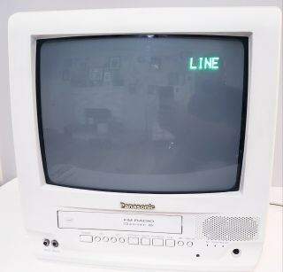 Vintage Panasonic 13 " Tv Vcr Fm Combo Pv - C1333w With Remote - Retro Gaming Tv