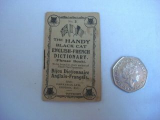Antique Carreras The Handy Black Cat Dictionary English - French - Date 1915.