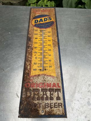 Vintage 27 " Dads Root Beer Thermometer Metal Advertising Sign Soda Cola