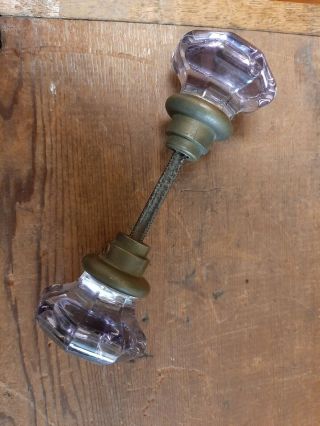 Vintage Amethyst Purple Glass Door Knob 8 - Point Antique