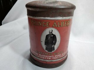 Rare Vtg 1910 Prince Albert Crimp Cut Pipe & Cigarette Tobacco Can W/ Domed Lid