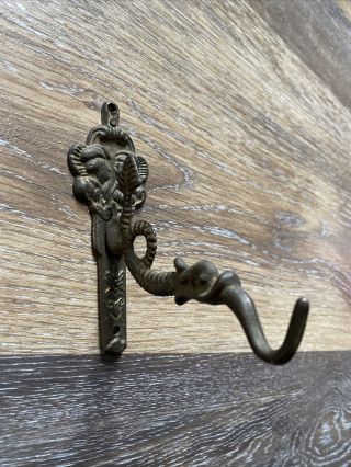 Vintage Brass Metal Figural Dragon Griffin Coat Hat Wall Hook