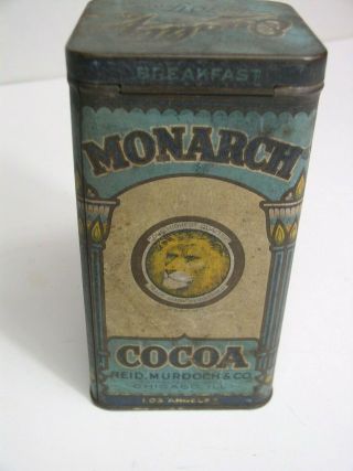 Vintage Monarch Cocoa Tin Lion Reid Murdoch & Co Chicago Ill,