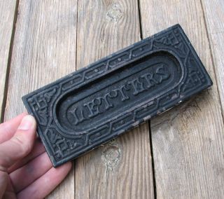 Antique Ornate Victorian Cast Iron Letter Box Plate / Door Mail Slot / Mail Box