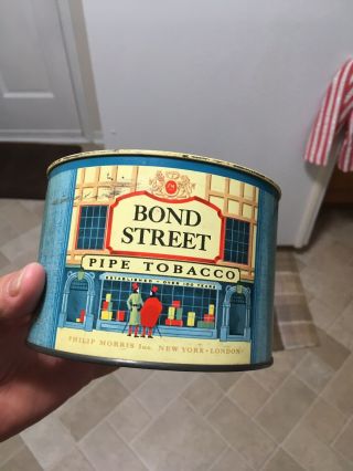 Vintage Early Bond Street Round Blue Pipe Tobacco Tin 2